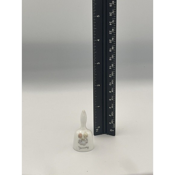 VINTAGE ENESCO'S PRECIOUS MOMENTS JANUARY BIRTHDAY ULTRA MINI ANGELS BELL 1” In. - Picture 2 of 6